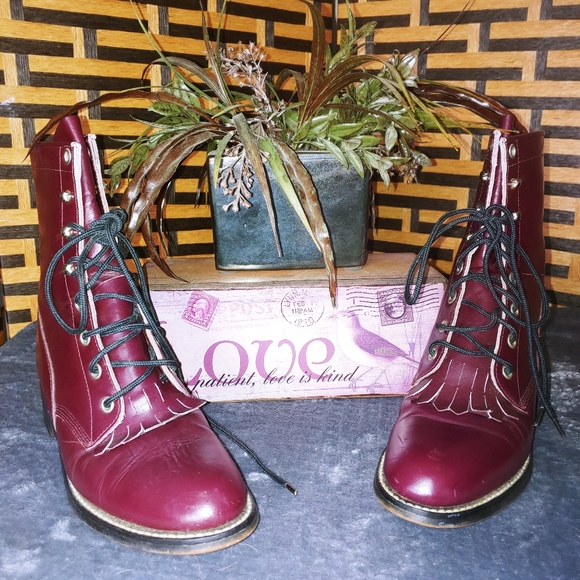 Diamond J Leather Roper Lace Up Boots◇ - Picture 3 of 13